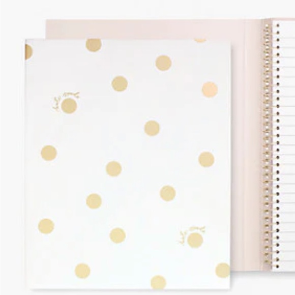 Kate Spade Office Gold Dots Concealed Spiral Notebook Cream Lined Pages NWT - Picture 3 of 6